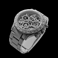 Luxury Rolex Chronograph Watch With Black Stainless Steel Band And Skeleton Dial
