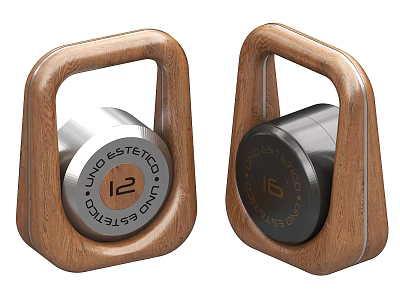 Wooden Handles Metal Bodies Kettlebells Sports Equipment With 12 And 16 Weight For Fitness Training 3d model