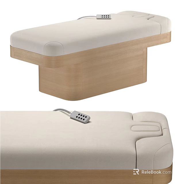 Modern Wooden Frame Massage Bed With Soft Mattress And Control Panel 3d model 