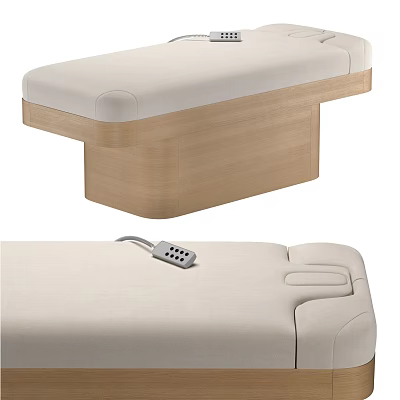 Modern Wooden Frame Massage Bed With Soft Mattress And Control Panel 3d model