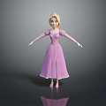Woman In Purple Princess Dress With Crown Standing On Reflective Surface