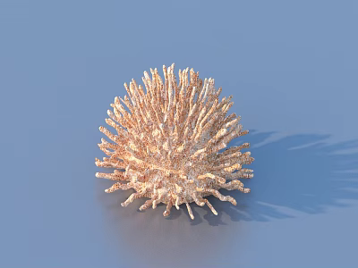 Light Brown Sea Urchin With Spiky Texture On Blue Background 3d model