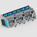 Modern Office Desk Setup With Multiple Monitors And Ergonomic Swivel Chairs 3d model