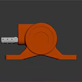 Orange Weapon Mechanical Component With Circular Body Silver Attachment And Mounting Holes