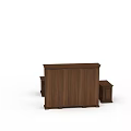 Sturdy Wooden Office Furniture Setup With Desk Bookcase And Side Table