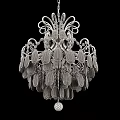 Ornate Silver Frame Chandelier With Pearl Pendants And Multi Layer Crystal Design