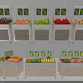 Commercial Retail Fruit Display Stands With Multiple Units Digital Screens And Fresh Produce