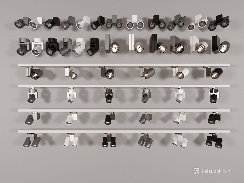Modern Downlights and Spotlights in Various Styles Colors and Designs for Ceiling Lighting 3d model 