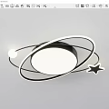 Modern Circular Ring Ceiling Light with Star Decoration for Home Lighting 3d model