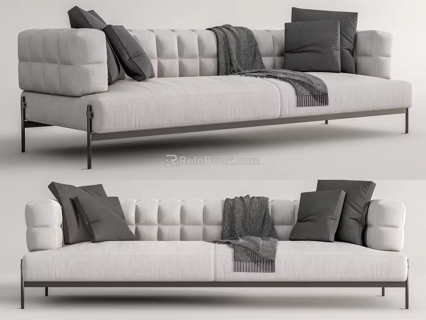 modern double sofa fabric double sofa 3d model
