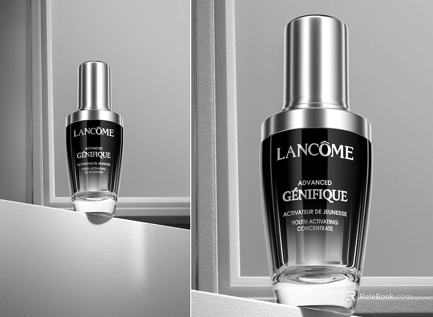 Lancôme Advanced Génifique Skin Care Serum In Black And Silver Bottle 3d model 