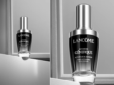 Lancôme Advanced Génifique Skin Care Serum In Black And Silver Bottle 3d model