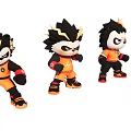 Game Movie Character Action Figures With Spiky Hair Fierce Expressions And Different Outfits