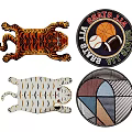Creative Shaped Rugs with Tiger Designs Round Sports Motifs and Geometric Patterns