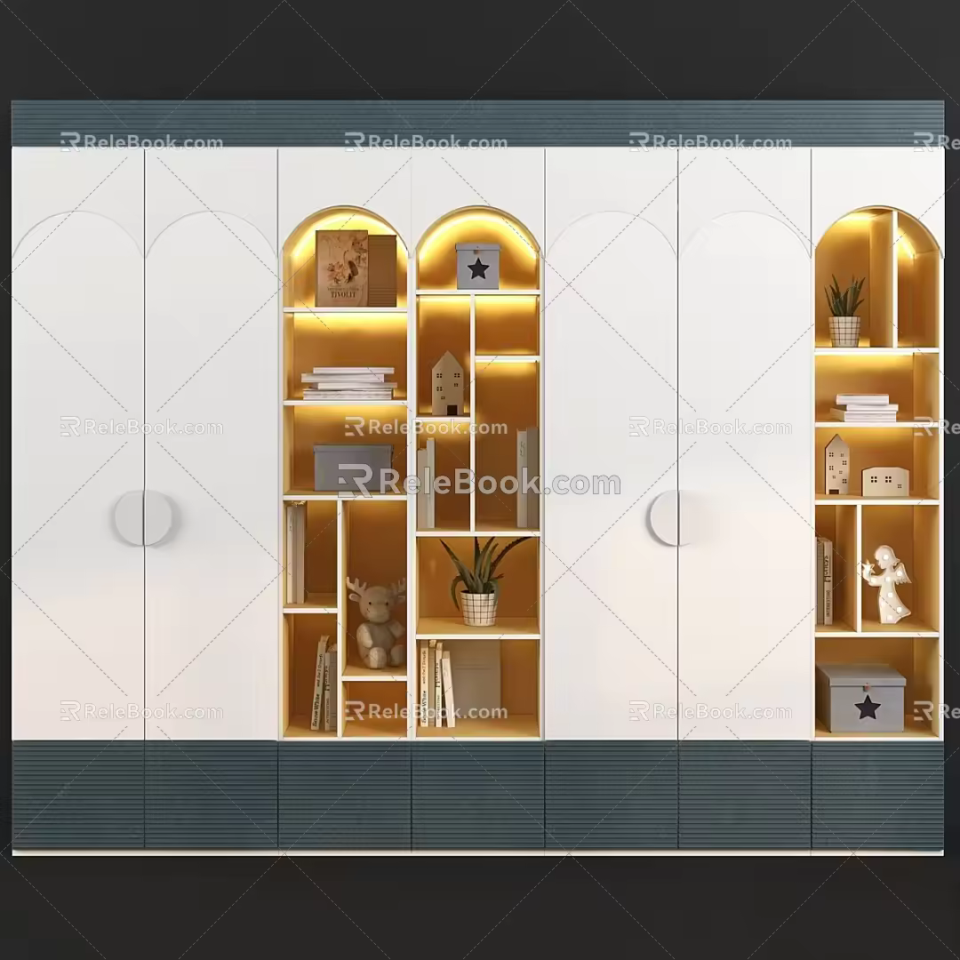 Wardrobe Shelf Bookshelf Book Angel Lamp 3d model