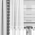 Elegant Gray Pink Curtain Design With Tassel Tieback And Sheer Panel