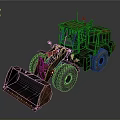 Rusty Industrial Loader With Large Bucket And Big Tires On Dark Background
