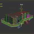 Advanced Space Ground Control Facility With Antenna Ladder And Yellow Railings