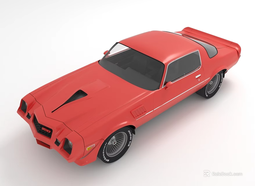 Vintage Red Two Door Sports Car With Streamlined Design And Black Wheels 3d model 