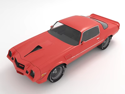 Vintage Red Two Door Sports Car With Streamlined Design And Black Wheels 3d model