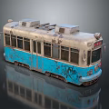 Vintage Bus With Blue Graffiti Old Metal Body Windows And Roof Vents