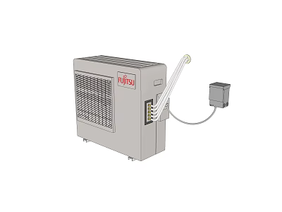 TURBO Portable Air Conditioner Fan With Gray Grille And Exhaust Hose Design 3d model