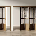 Wooden Folding Doors With Glass Panels In Open Interior Design