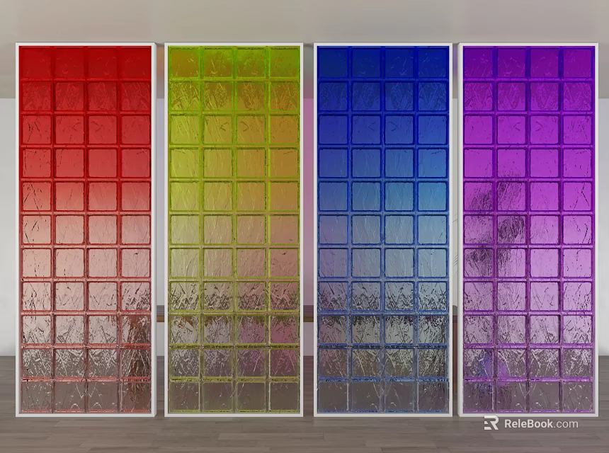 Colorful Glass Screen With Square Panel Design And Gradient Colors 3d model 