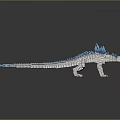 Fantasy Dinosaur 3D Model With Gray Body Blue Spiked Back And Glowing Crystal Structures