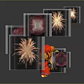 Cute Tiger Character In Red Outfit With Colorful Fireworks