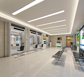 Modern Bank Lobby Credit Union Lobby ATM 3d model