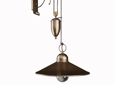 Vintage Bronze Pendant Light With Conical Shade And Metal Chain Hanging Hook Design 3d model