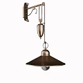 Vintage Bronze Pendant Light With Conical Shade And Metal Chain Hanging Hook Design