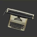 Vintage Cream Colored Typewriter With Black Keys And Metal Components On Dark Surface