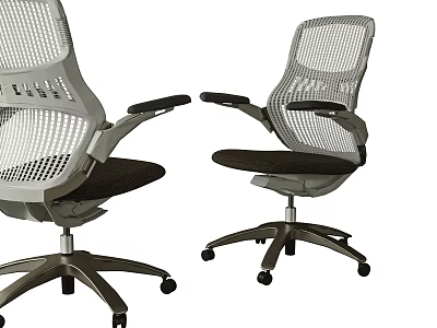 Modern Mesh Back Office Chair With Black Seat Armrests And Silver Base 3d model