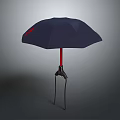 Stylish Dark Blue Umbrella With Red Handle Black Frame And Canopy Design