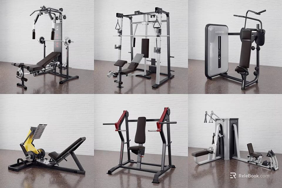 Various Types Of Sports Equipment For Strength Training And Fitness Workouts At Home 3d model 