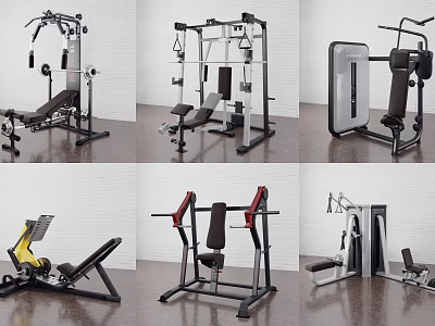 Various Types Of Sports Equipment For Strength Training And Fitness Workouts At Home 3d model