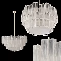 Modern Layered Transparent Glass Chandelier With Geometric Design For Home Lighting Decor