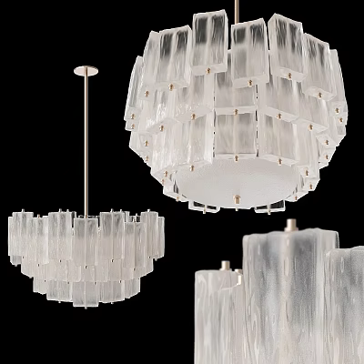 Modern Layered Transparent Glass Chandelier With Geometric Design For Home Lighting Decor 3d model