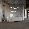 Modern Office Interior With Open Layout Gray Tones Bookshelves Sofas Bar Counter And Green Plants