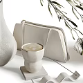 Decorative Ornament Set With Ceramic Vase Olive Branches Glass Cup Tray And Books