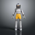 Man In Gray Protective Suit 3D Model With Yellow Pants Helmet And Visor Standing