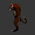 Mythical Creature Character With Red Horns Brown Muscular Body Black Shorts And Tail