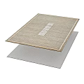 Square Rug With Striped Pattern Central Neutral Panel Light Beige Tone And Non Slip Underlay 3d model