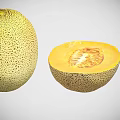 Fresh Whole Half and Sliced Ripe Cantaloupe with Juicy Orange Flesh