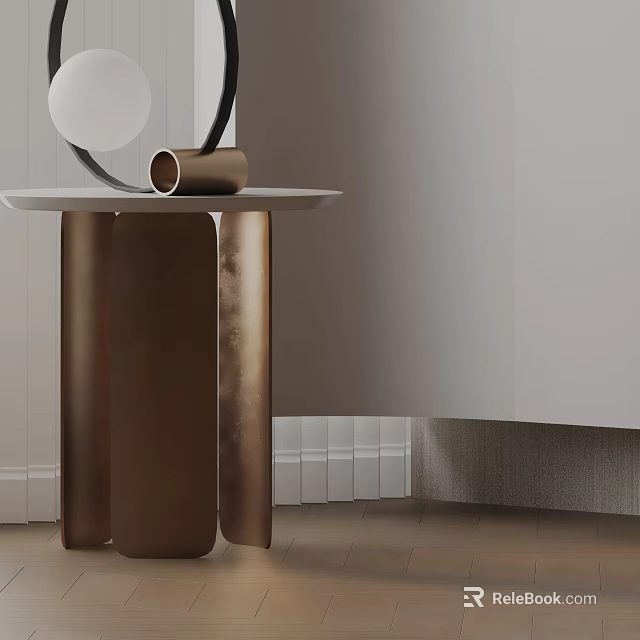 Modern Luxury Side Table With Brass Legs And White Marble Top In Living Room 3d model 