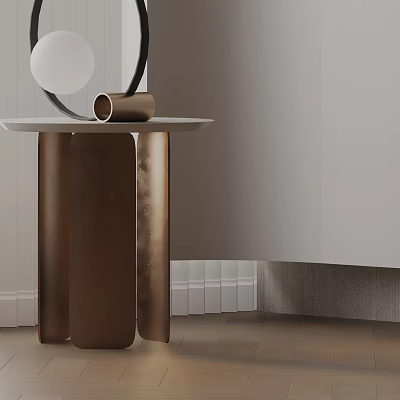 Modern Luxury Side Table With Brass Legs And White Marble Top In Living Room 3d model