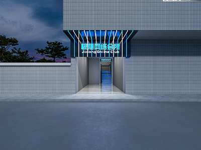 Modern door head Internet cafe door head facade 3d model