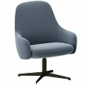 Blue Modern Accent Chair With Curved Backrest And Black Base 3d model